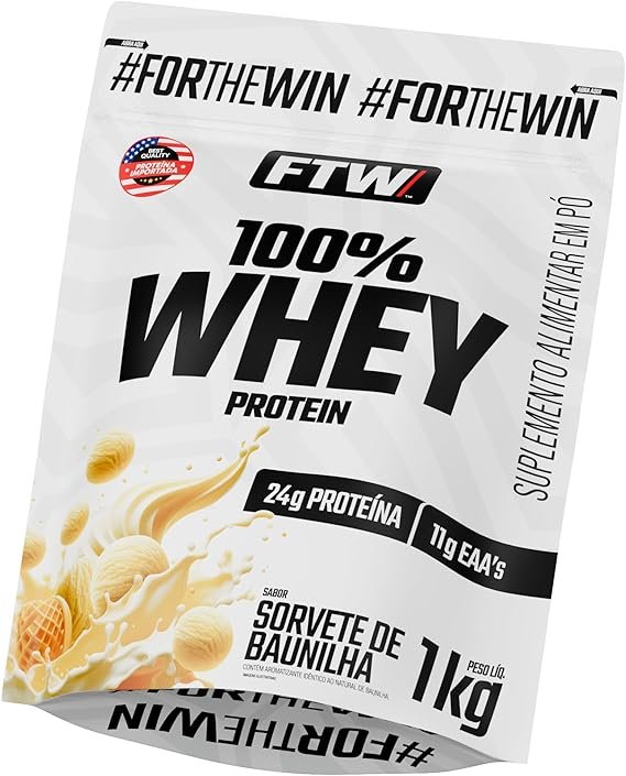 FTW 100% Whey Protein com Proteína Concentrada WPC, para Atletas com Alto Valor Biológico, Suplemento Pós-Treino (4) FTW 100% Whey Protein com Proteína Concentrada WPC, para Atletas com Alto Valor Biológico, Suplemento Pós-Treino Sem Glúten - Refil 1kg (Baunilha) - Imagem 1